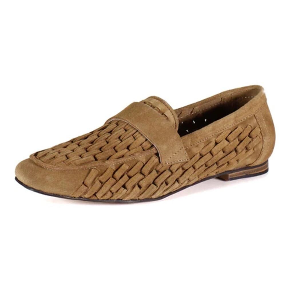 Diba True Womens Age Less Woven Loafers Size 7.5 EU 38.5 Brown Suede EUC